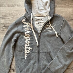 Aeropostale Charcoal and Cream Hoodie